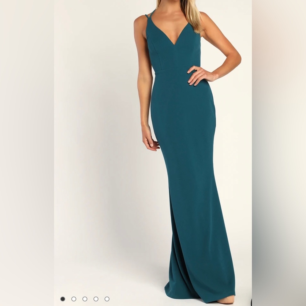 All this Allure Teal Strappy Backless Mermaid Maxi Dress